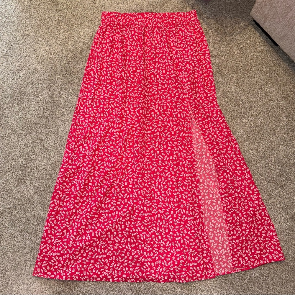 Women's Hot Pink Floral Maxi Skirt
